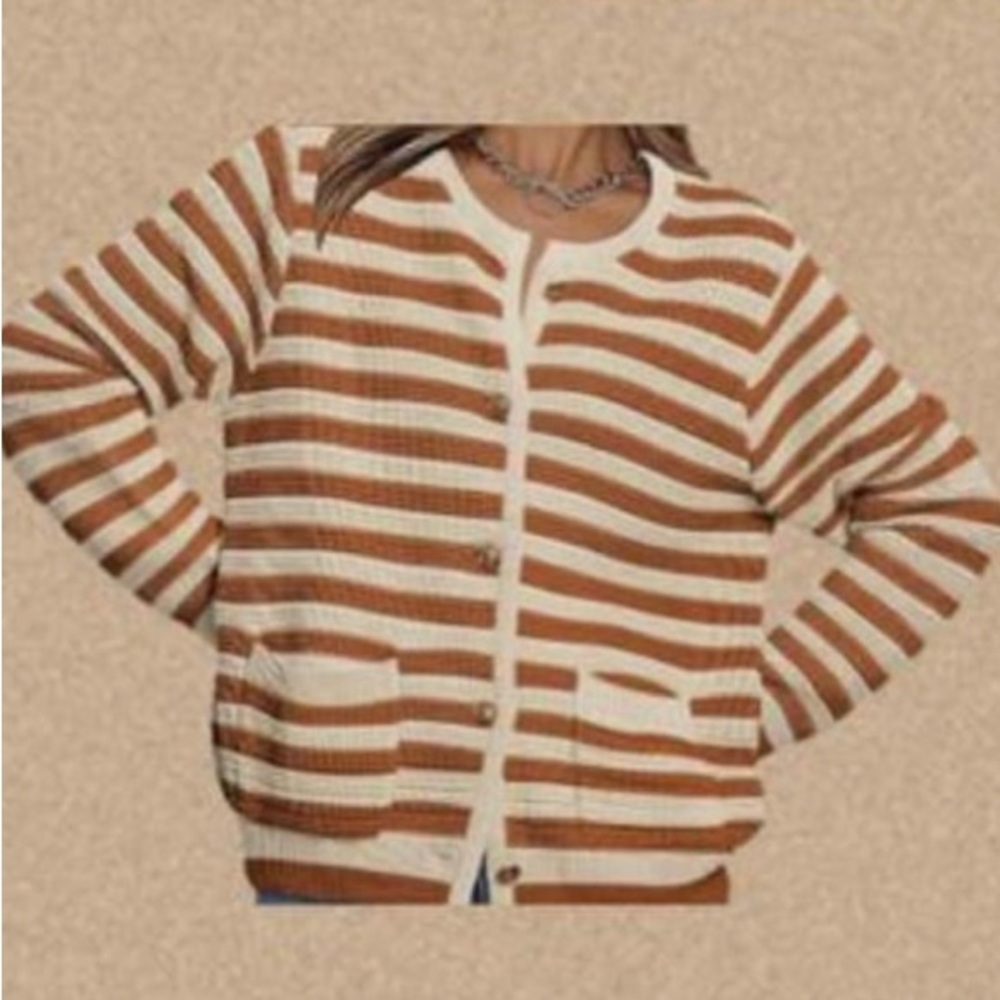 Lillusory Striped Brown and Cream Women's Sweater